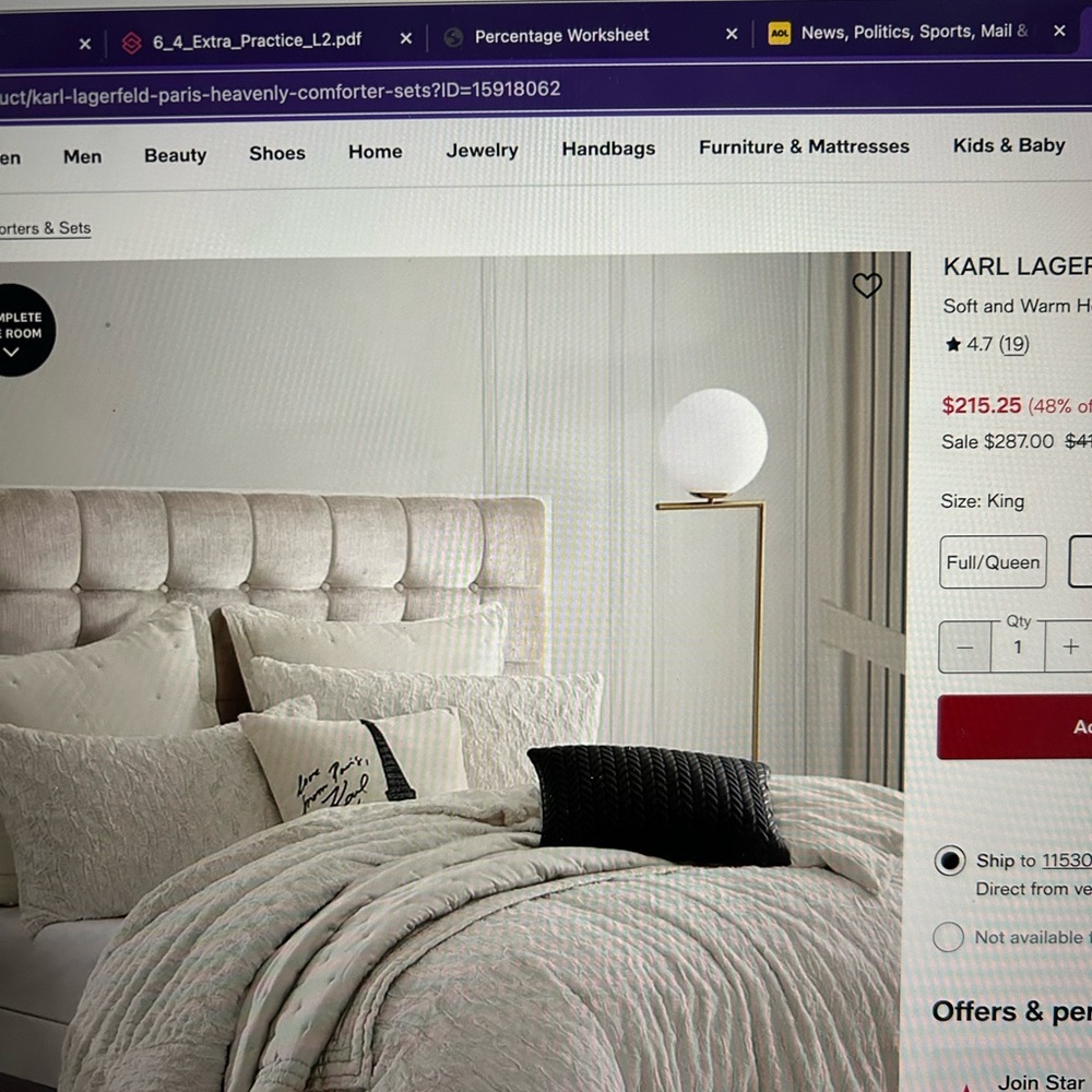 Karl Lagerfeld Paris Ivory Comforter Set with shams